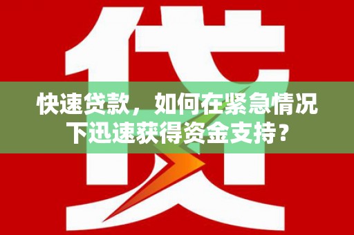 同仁快速贷款，如何在紧急情况下迅速获得资金支持？