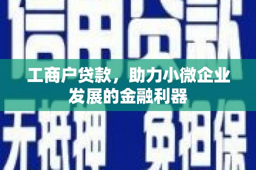 同仁工商户贷款，助力小微企业发展的金融利器